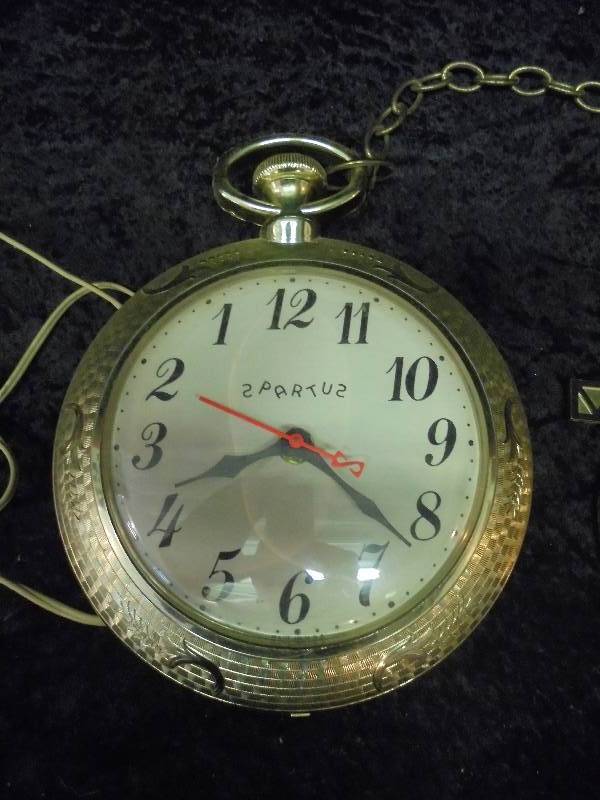 Vintage Spartus "Runs Backwards" Clock & Bar Is Open Sign Vintage