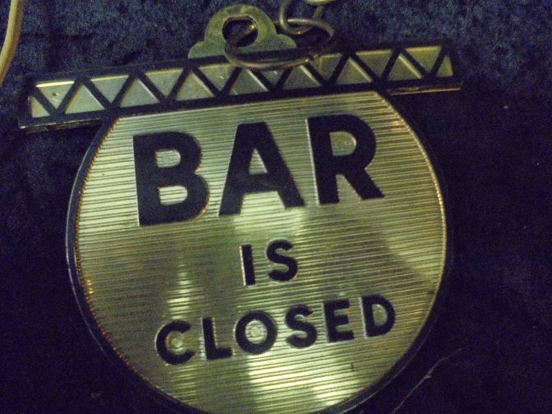 Vintage Spartus "Runs Backwards" Clock & Bar Is Open Sign Vintage