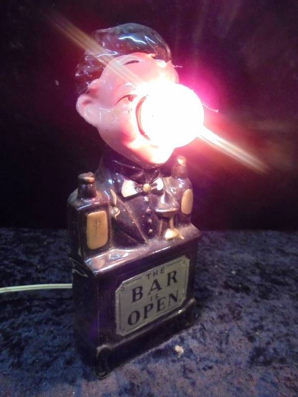 lot 43 image: Vintage Bar is Open Rednosed Whino Lamp