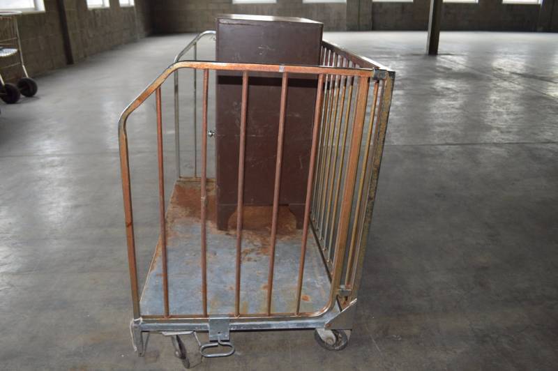 Slotted Metal Cart on Wheels