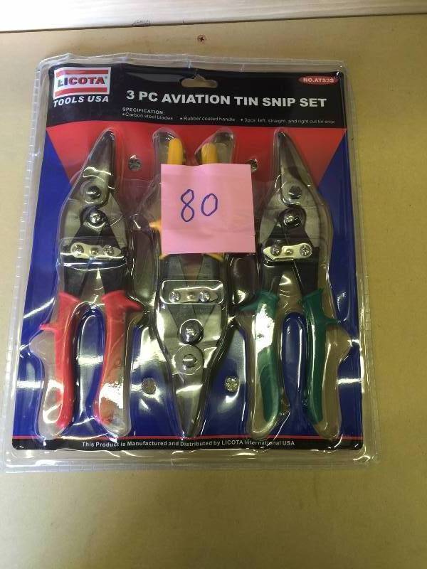 lot 80 image: 3Pc Aviation Tin Snip Set