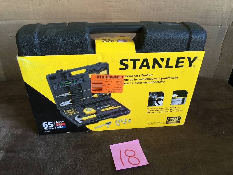 lot 18 image: Stanley 65-Piece Homeowners Tool Kit new