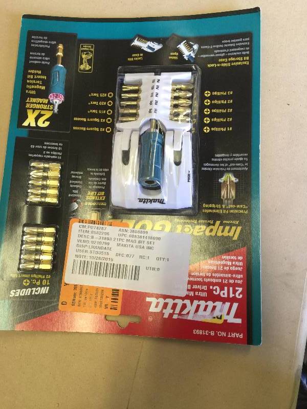 lot 29 image: Makita Impact GOLD Ultra Magnetic Insert Bit Set (21-Piece) Model # B-31893