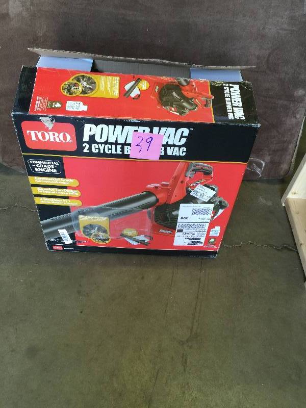 lot 39 image: Toro 150 MPH 460 CFM 2-Cycle 3-In-1 Gas Handheld Blower Vacuum Model # 51988 new