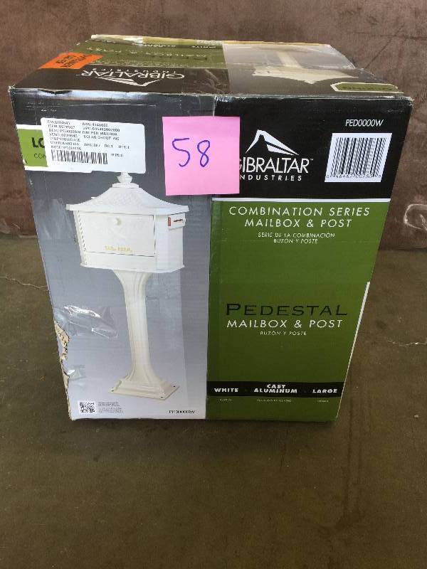 lot 58 image: Gibraltar Mailboxes Mailboxes Pedestal Post-Mount Mailbox New