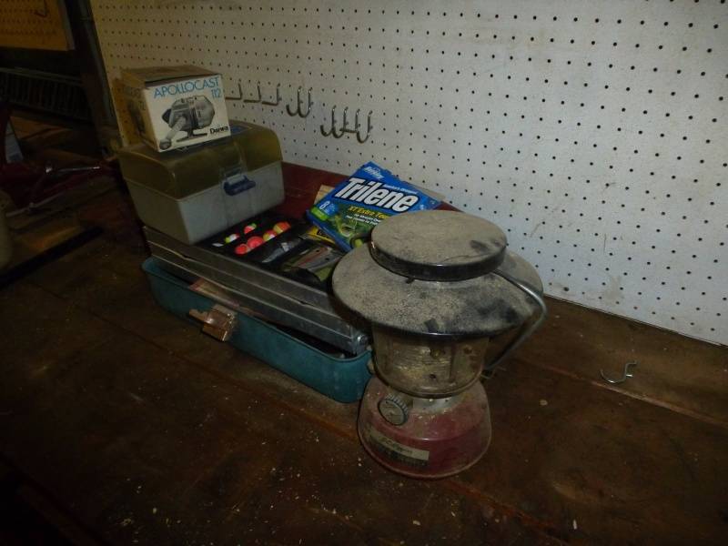 lot 157 image: Tackle Box, Lantern, Fishing line