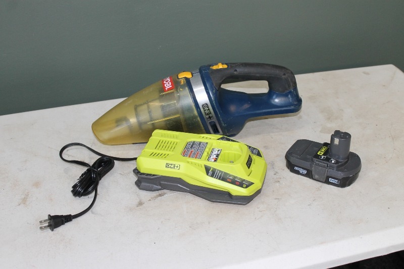 lot 19 image: Ryobi One Hand Vac with 18V Battery Pack and Charger