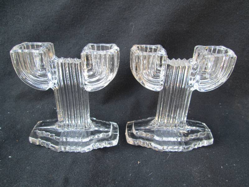 Depression Glass Candle Sticks