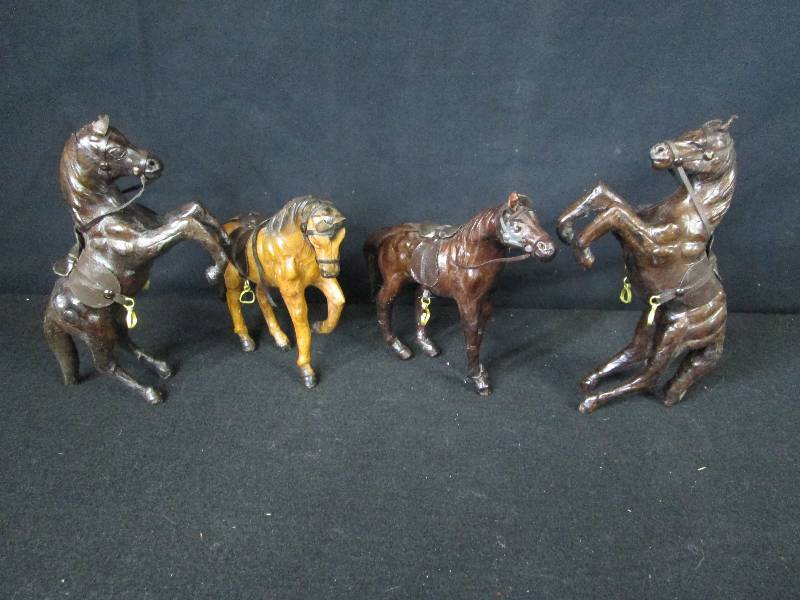 4 Leather Horses
