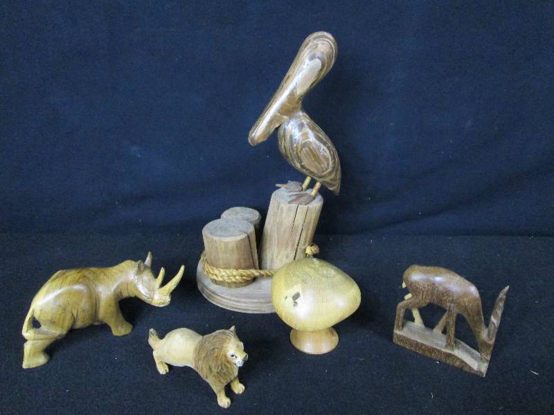 Carved Wood Animals.