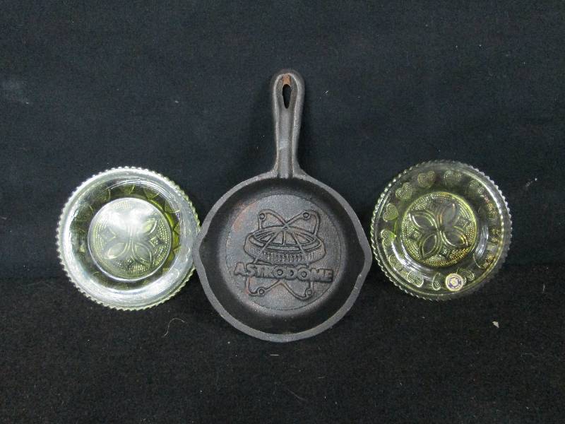 Cast Iron Ashtray & Westmorland Glass