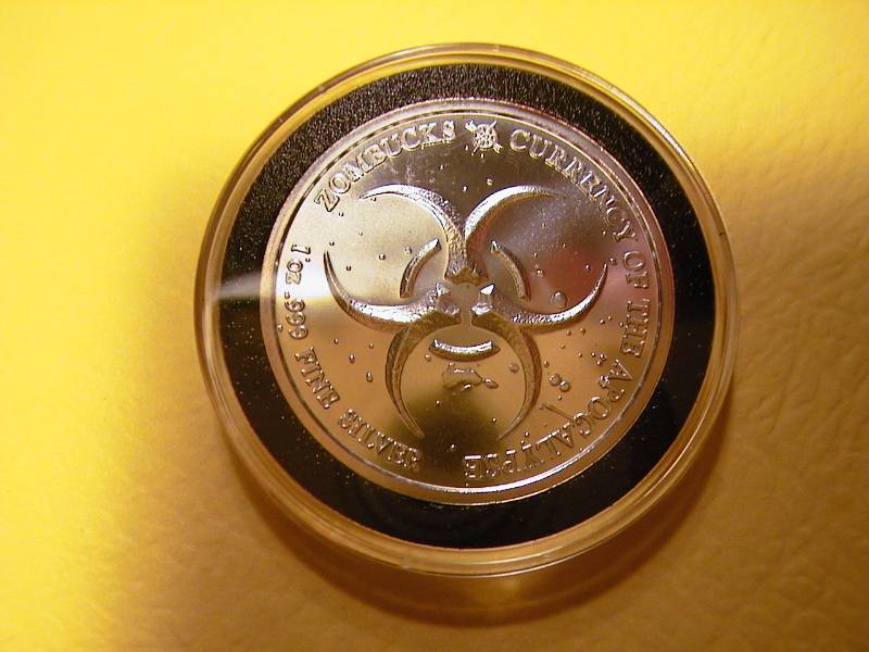 24. 2018 Zombucks Barber 1 Oz .999 Silver Rounds Zombie Apocalypse