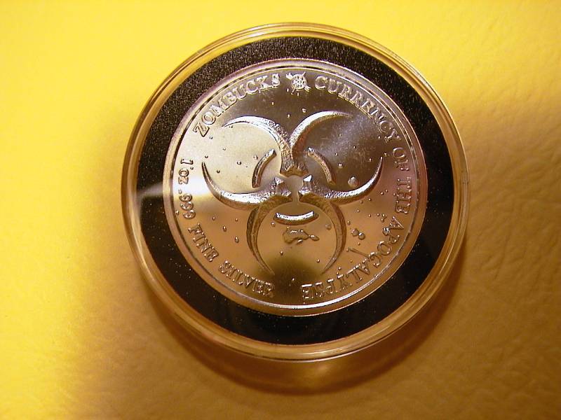 25. 2018 Zombucks Barber 1 Oz .999 Silver Rounds Zombie Apocalypse