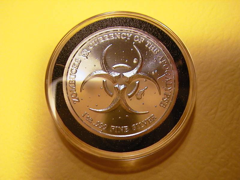 26. 2018 Zombucks Barber 1 Oz .999 Silver Rounds Zombie Apocalypse