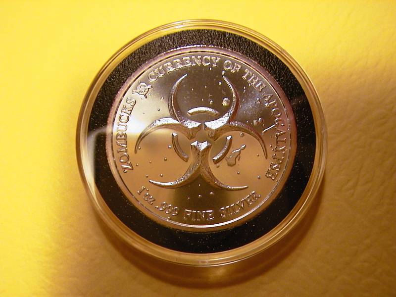 28. 2018 Zombucks Barber 1 Oz .999 Silver Rounds Zombie Apocalypse