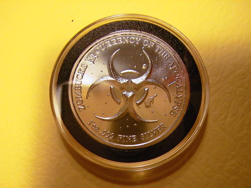 29. 2018 Zombucks Barber 1 Oz .999 Silver Rounds Zombie Apocalypse
