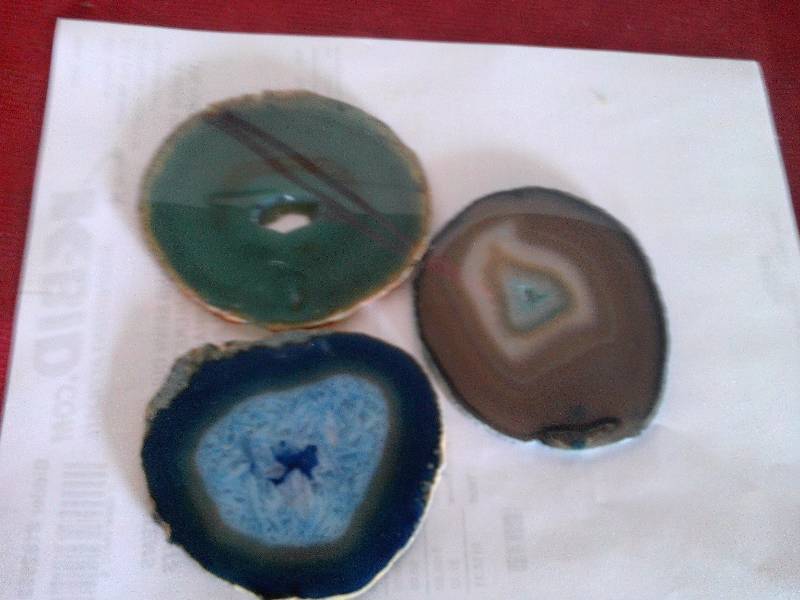 3 CUT AGATE PIECES