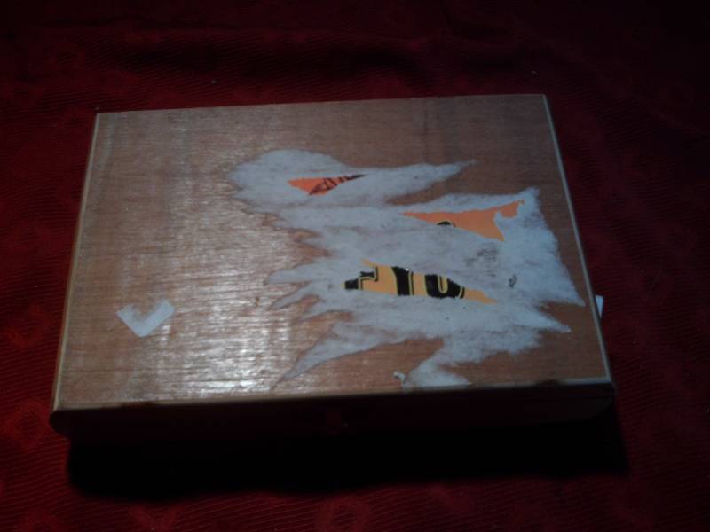 WOODEN BOX WITH CRAFTING SUPPLYS