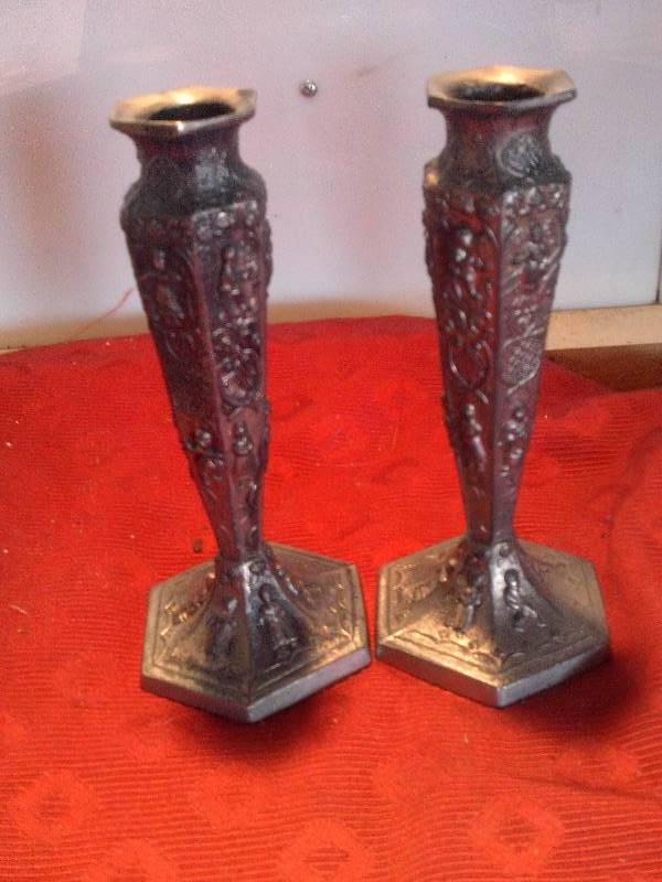 2 VINTAGE CANDLE HOLDERS