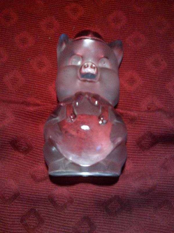 solid glass pig paper weight