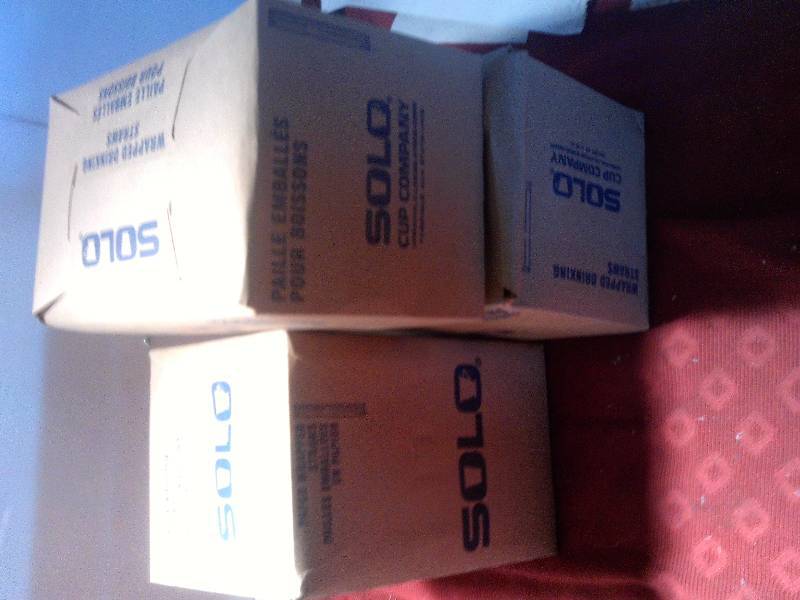 3 boxes solo wrapped drinking straws