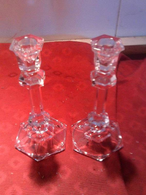2 crystal candle holders