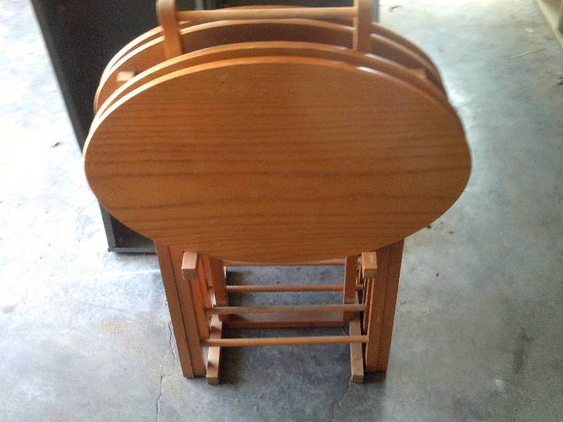 wooden tv tray set
