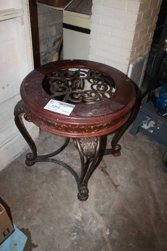 lot 99 image: Round Glass Top Table w 4-Chairs