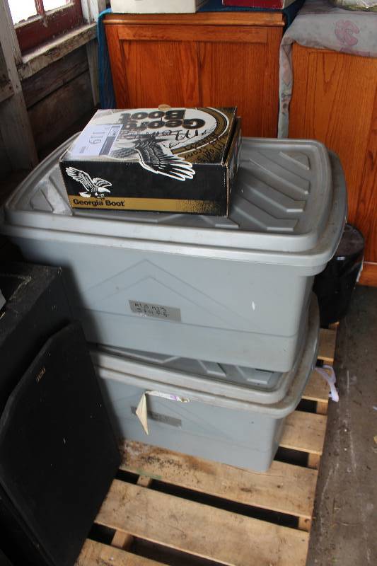 lot 119 image: Box Lot of (3) Including Linens Boots Jewelry Case