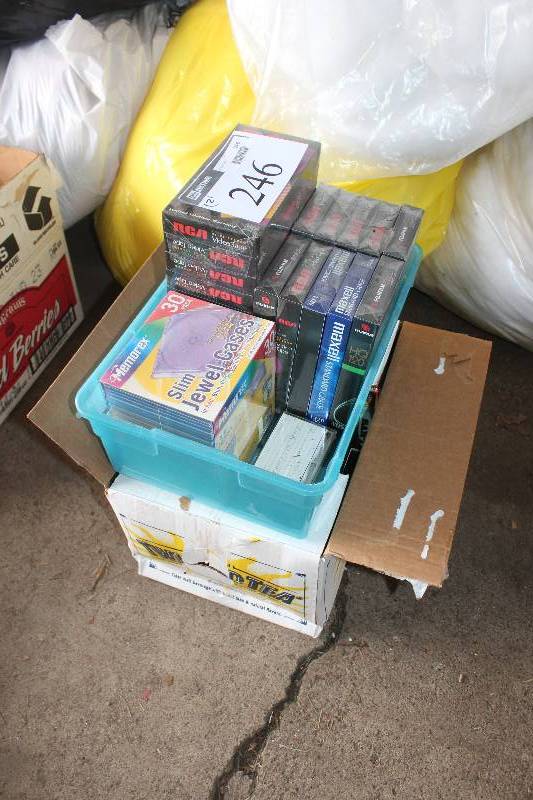 lot 246 image: Box Lot of (2) VHS Tapes, CD Jewel Cases