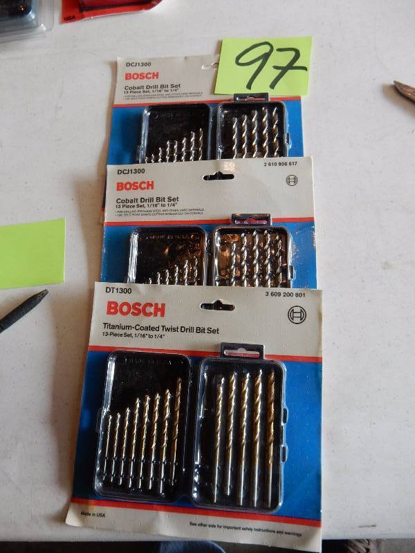 lot 97 image: 3, BOSCH Drill bit sets.. 1 Titanium Twisted bit, 2 Cobalt
