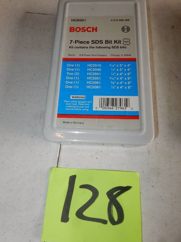 lot 128 image: BOSCH, 7 piece SDS Drill bit kit