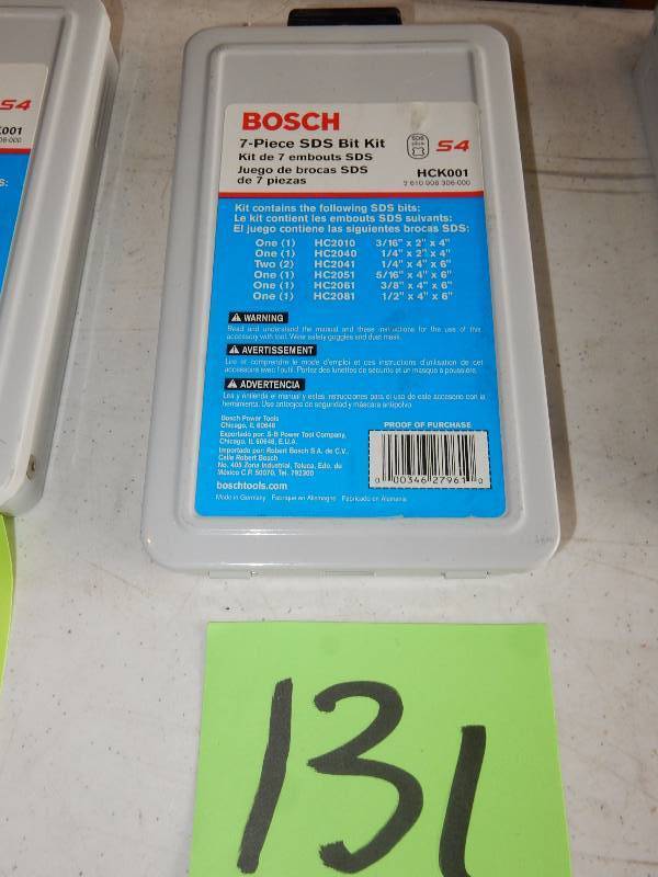 lot 131 image: BOSCH, 7 piece SDS Drill bit kit
