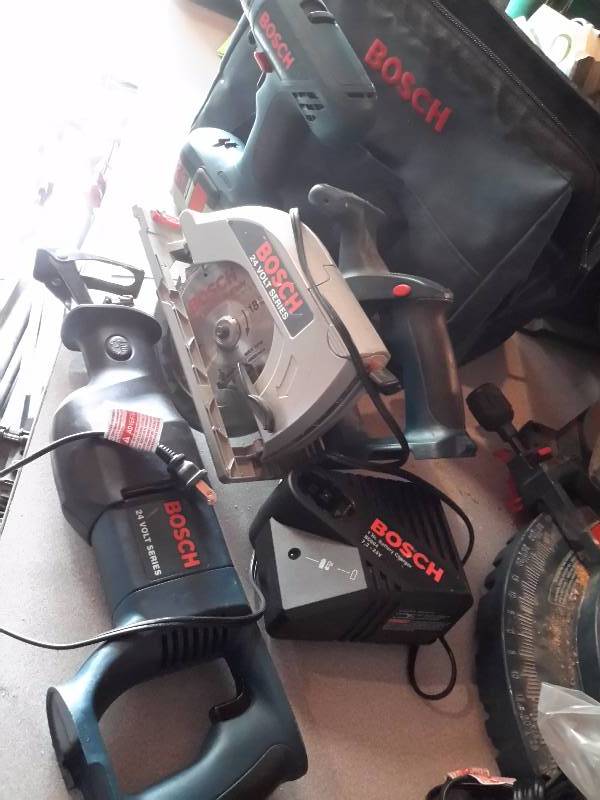 lot 11 image: BOSCH, Reciprocating Saw Drill, 6 12 in Circular Saw, Carrying Case