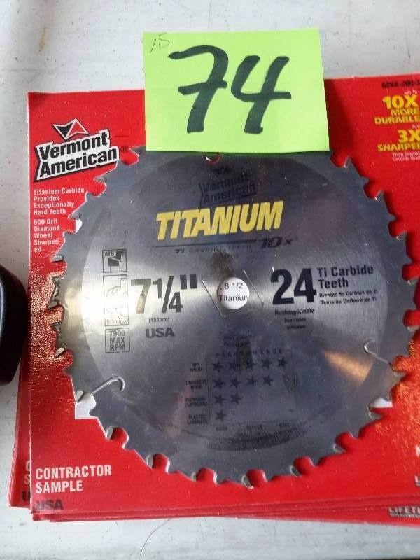 lot 74 image: 15, 7 14 in Vermont American, Titanium Blades