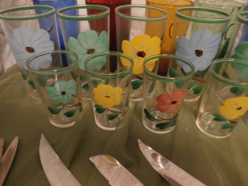 vintage hand painted glassware.