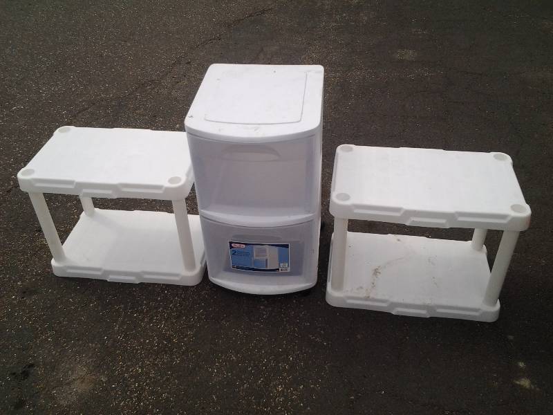2-Drawer Plastic Storage On Wheels, 2-Stackable Shelves
