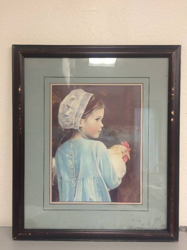 Girl with Rooster Print