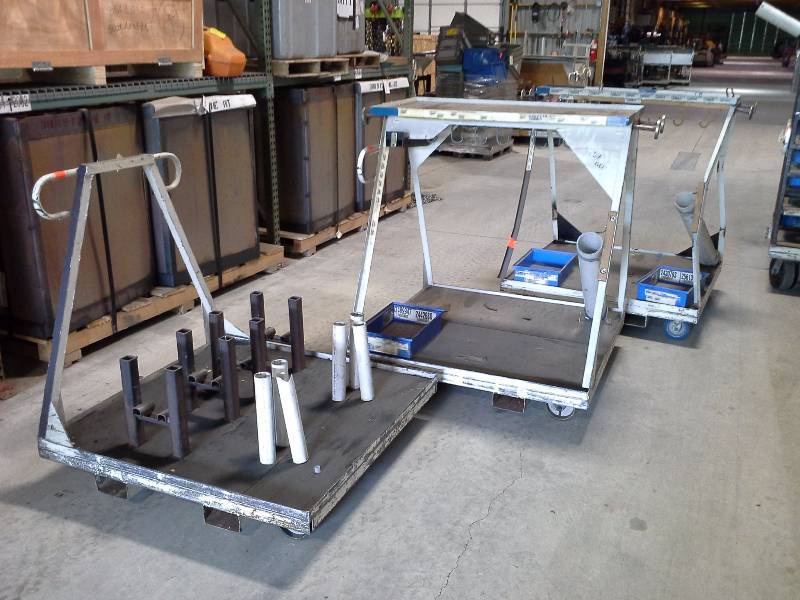 lot 129 image: (3) Rolling Material Carts