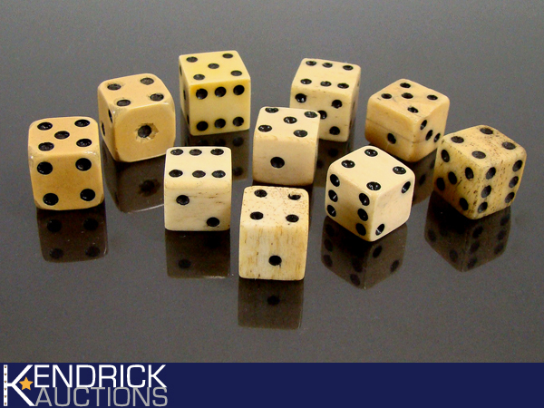 10 Antique Hand Carved IvoryBone Dice