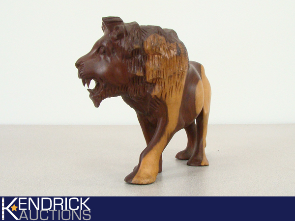 Hand Carved Wood Lion Sculpture
