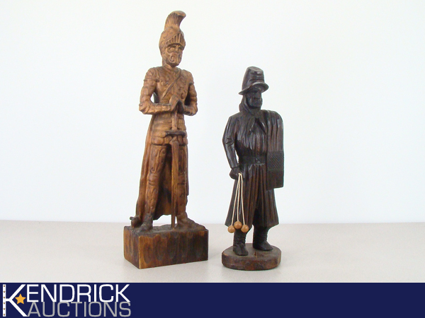 2 Large Hand Carved Wood KnightSoldier Sculptures