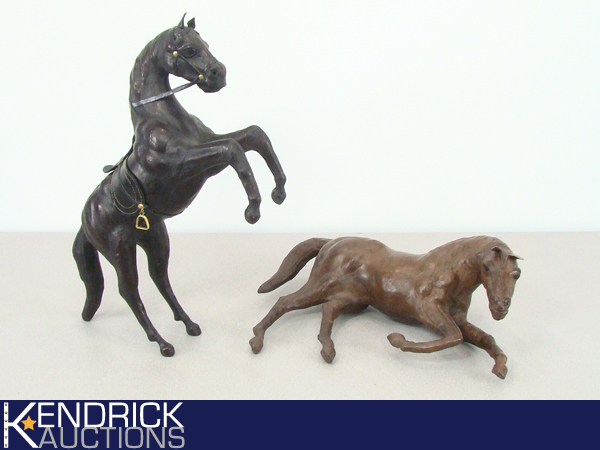 2 Leather Horse Figures