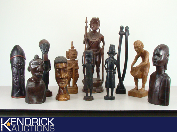 Large, and Medium Sized Exotic Wood Carved Ethnic Themed Statues