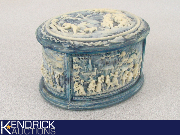 Vintage Incolay Stone JewelryTrinket Box