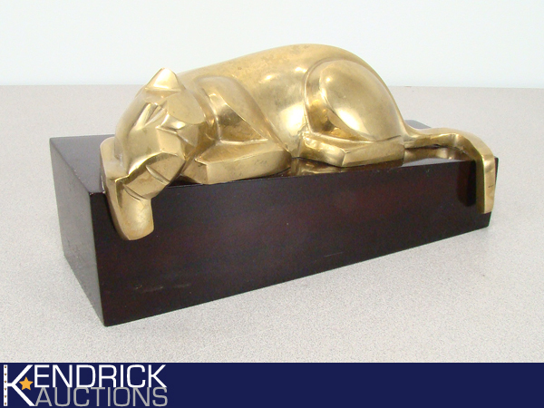 Solid Bronze Mounted PantherLionLeopard Figure
