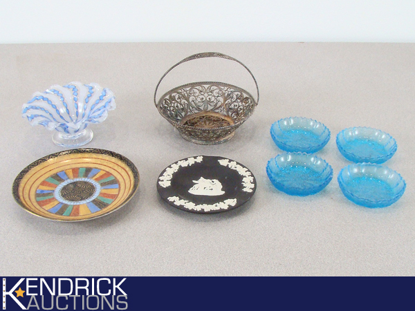 Lot of 8 Collectible Filigree Baskets, Murano, Wedgwood, etc.