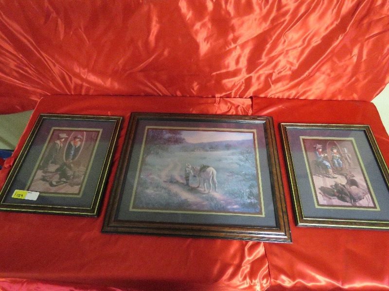 lot 159 image: Set of 3 Cowboy Kid Pictures