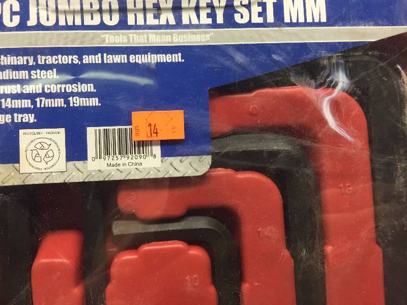 GRIP 6PC METRIC JUMBO HEX KEY SET