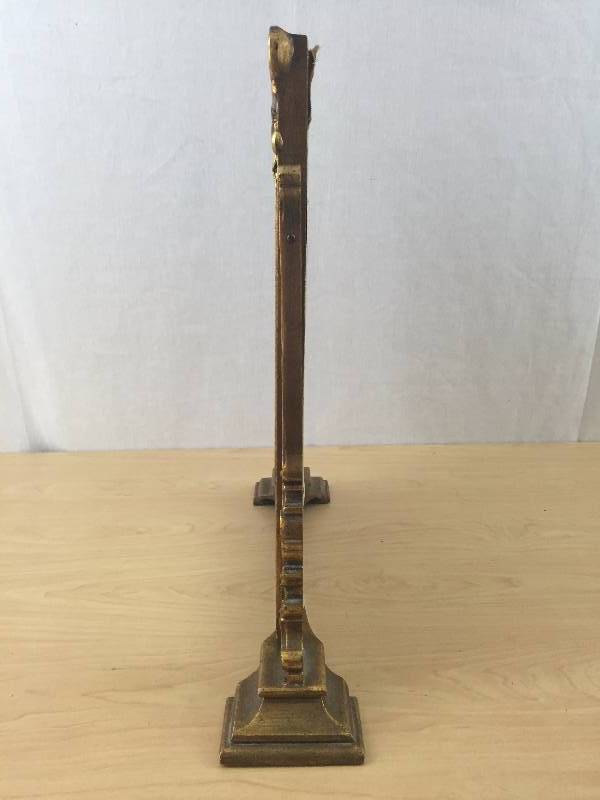 Lovely Antique Vintage Neo-Classical Gold Gilt & Black Carved Wood Swivel Tilt Vanity Chest Dresser Top Shaving Mirror - Excellent